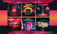 create 80s retro, synthwave cover art