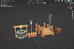 create 3d cartoon low poly character and props in blender