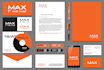 do minimalist business logo design with brand identity, branding package