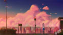 anime style illustration with backgrounds