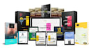 design product, course bundle mockup and screen display ads