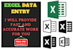 do data entry, web research, excel data typing