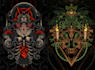 draw detailed dark art illustration with engraving style