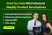 write persuasive shopify product descriptions, shopify seo,
