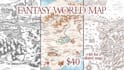 illustrate hand drawn fantasy map and city map