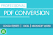 convert PDF to word, excel, or google spreadsheet