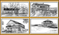 create architectural hand drawn sketches in ink
