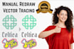 do vector tracing, vector convert, logo redraw