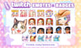 draw cute custom emotes,sub badges,stickers for twitch, discord, kick stream