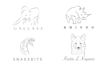 design minimalist hand drawn line art animal horse farm dog pet equestrian logo