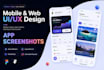 do modern app ui ux design and app store screenshots in figma