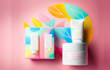 do skincare product modern packaging, minimal box label design,
