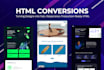 convert figma to html, psd to html, xd to html responsive bootstrap tailwind css
