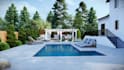 design your pool, backyard, garden, landscape 3d rendering with existing yard