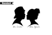 draw couple silhouette to element in wedding invitation