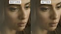 do pro video beauty retouch, real skin texture, no fake blur