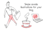 create a cute, modern, colourful illustrations and cartoons