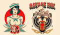 do traditional old school tattoo for clothing, apparel