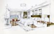 hand draw interior design concept illustration