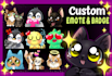 draw chibi emotes for streamers, vtubers, twitch and discord