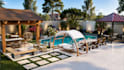 design outdoor kitchen pergola patio backyard with realistic 3d rendering