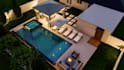 design outdoor kitchen pergola patio backyard with realistic 3d rendering