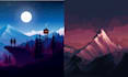 draw custom flat landscape scenery illustration