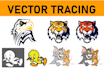 trace image to vector, redraw image cartoon character