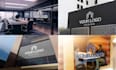 create 50 realistic 3d office interior and building logo mockups for your brand