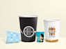 do designs for paper cups, popcorn boxes and fortune wheel