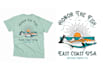 create a hand drawn t shirt design for surf, skate, fishing, and extreme sports