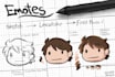 draw custom cute character twitch emotes or badges for you