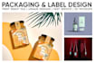 design product packaging label with box mockup