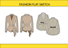 create flat sketch and technical drawing of clothing