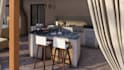 render 3d pool patio pergola gazebo cabana outdoor living, BBQ bar kitchen,souna