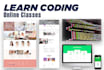 teach you html,css, jquery, bootstrap, online coding lessons