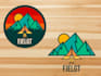 design logo, sticker, badge, patch, label and banner