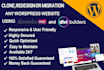clone, redesign, or migration any website using elementor pro, divi theme