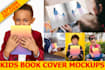 do 20 kids childrens 3d book cover mockup ebook