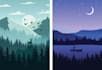 draw a 2d flat vector landscape illustration for you