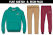 do technical flat sketch and fashion tech pack