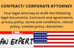 be your contract lawyer for legal agreement, contract, terms and conditions, nda