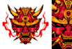 design hand draw oni mask logo ilustration