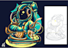 astronaut illustration detailed styles and unique poses
