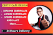 do diploma certificate, award certificate, professional certificate design