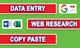 do quick data entry, copy paste and ms office related tasks