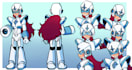 draw a fully rendered character reference sheet of your oc