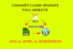 convert clone migrate wix or html to wordpress