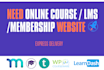 create an online course website with paid membership or lms website