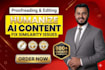 proofread and edit, rewrite, humanize ai chatgpt generated content